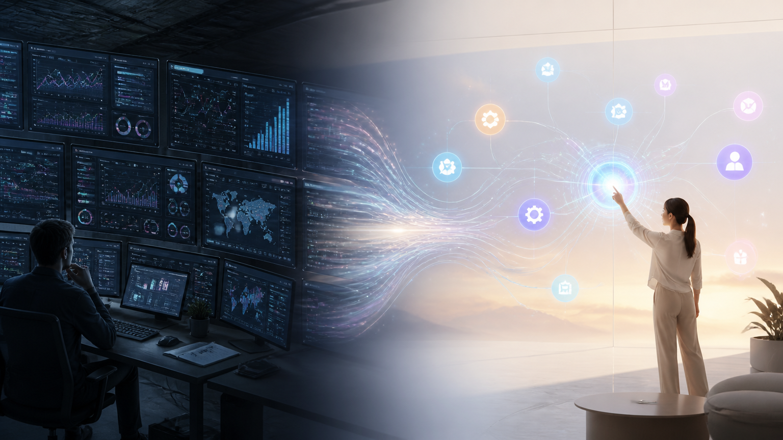 Visualization of a neural network replacing traditional software dashboards