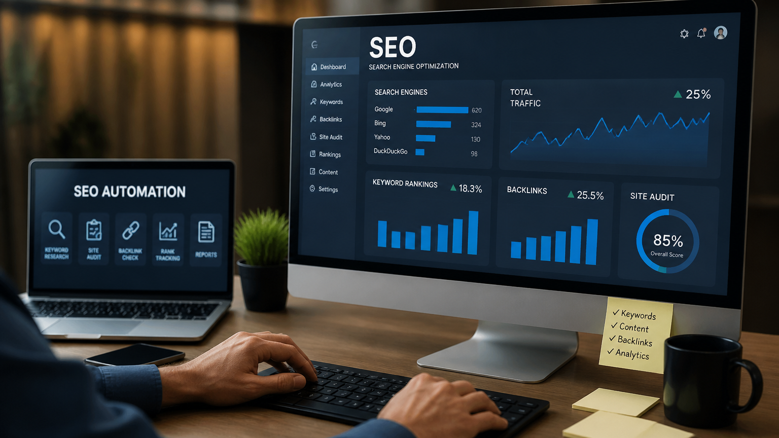 Search Engine Optimization Automation dashboard and workflows