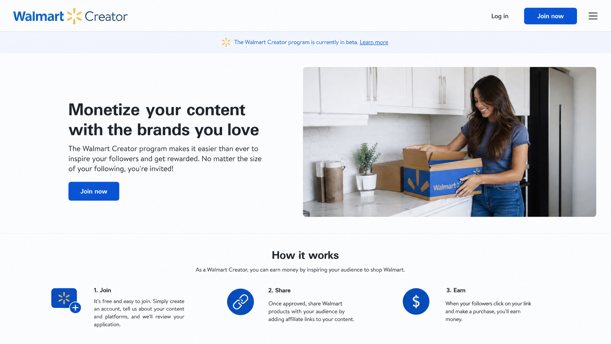 Walmart Creator program 2026 &mdash; personalized storefronts on Walmart.com, creator analytics dashboard, TikTok and Instagram integration, and commission earning for social media influencers