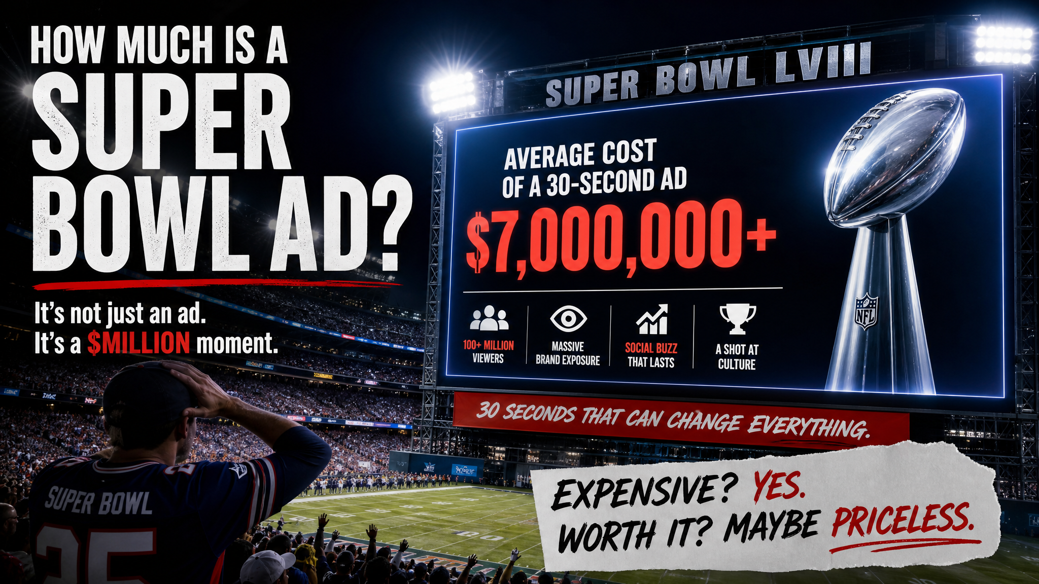 Super Bowl ad cost trends showing the linear projection of network pricing from early broadcast eras to the modern $7 million baseline.