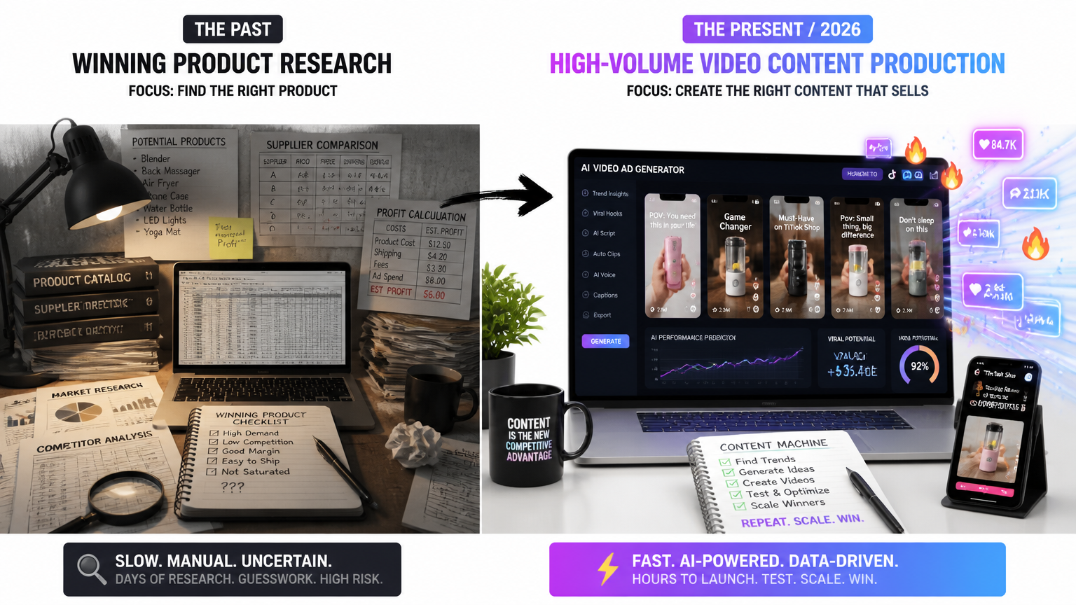 WooCommerce dropshipping plugin database optimization 2026 &mdash; visual comparison of standard bloated postmeta table structures versus a clean, custom decoupled database table setup