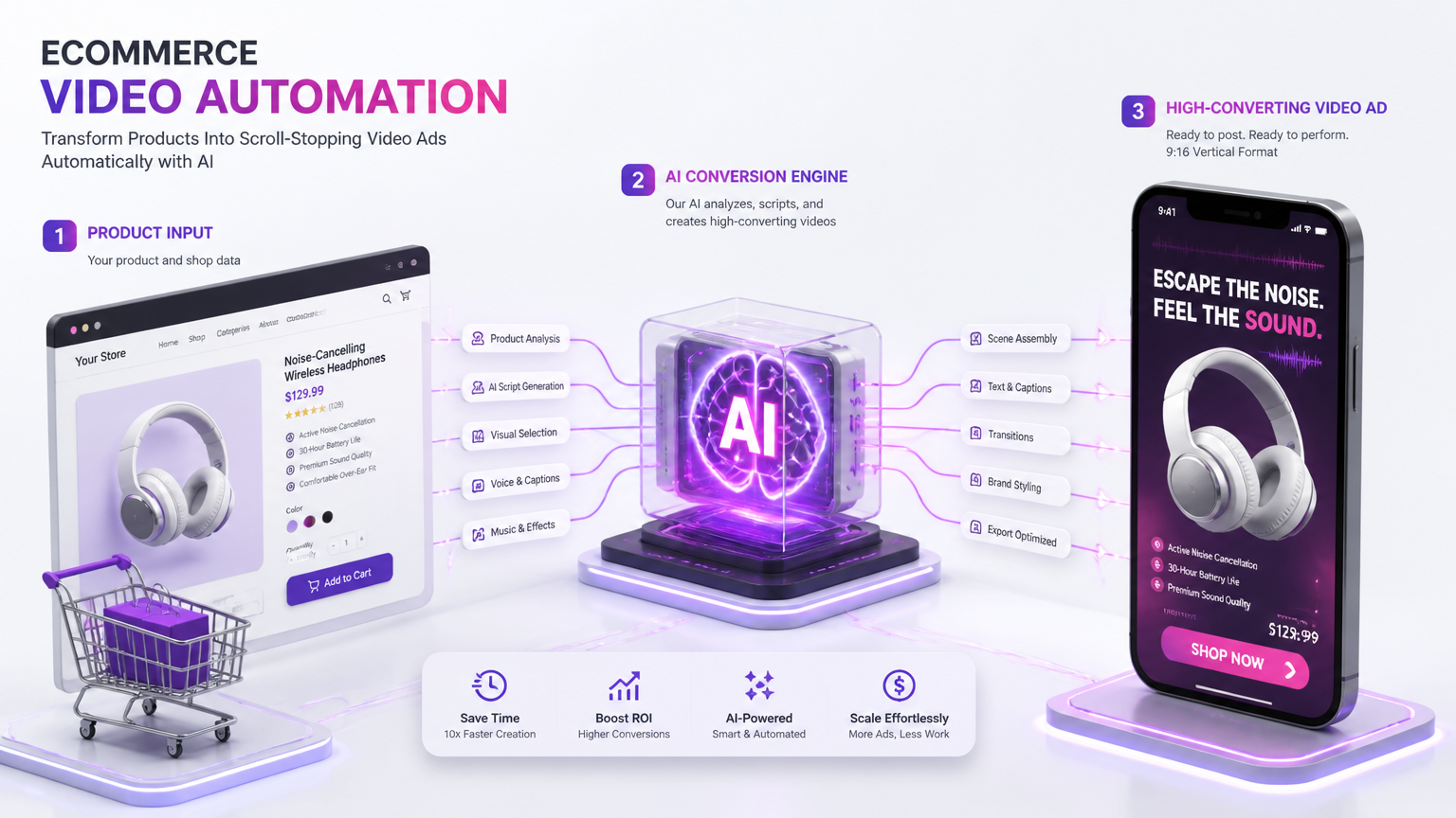 AI video generator platform converting product URLs to YouTube Shorts